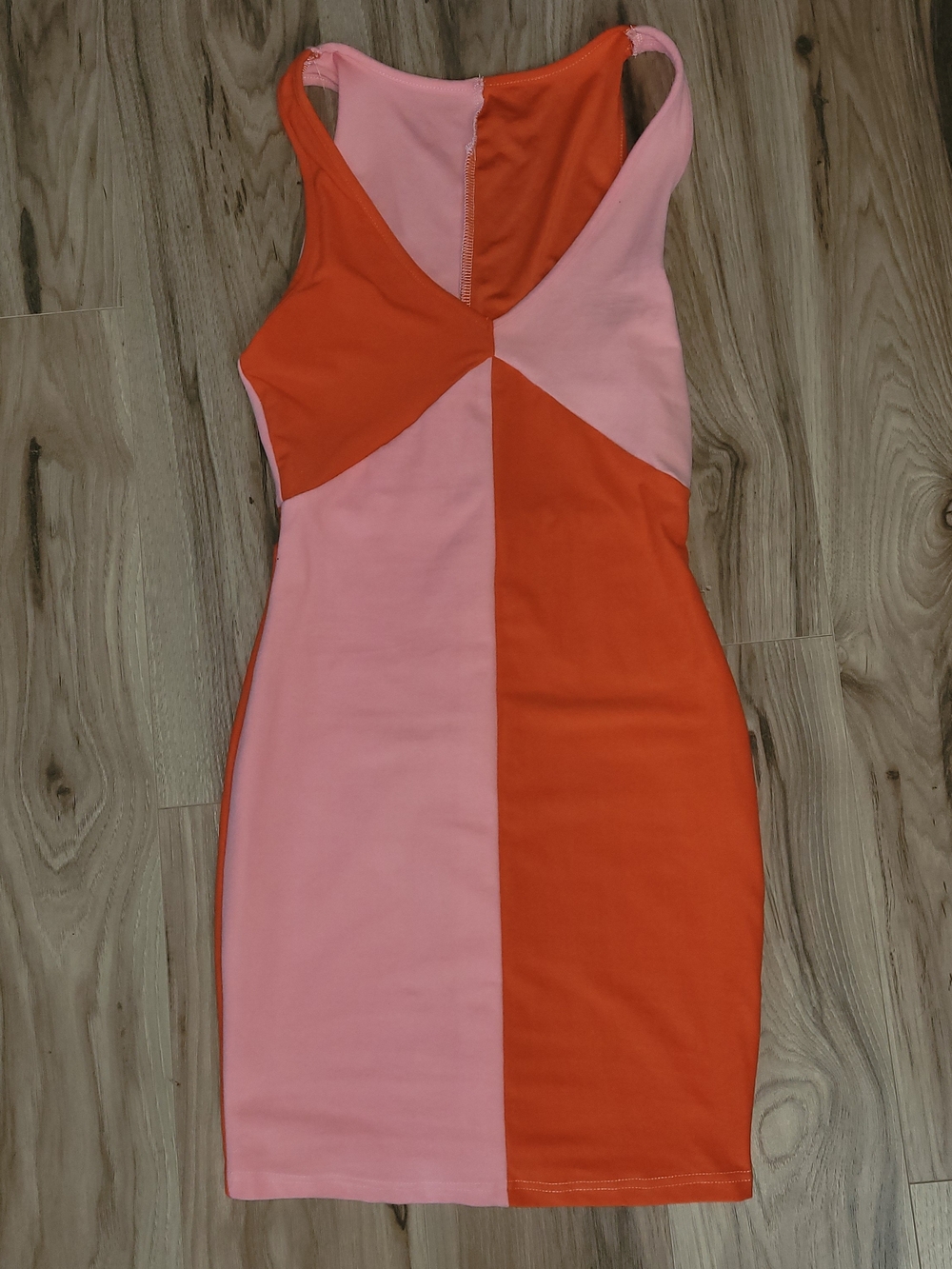 SHEIN Pink and Orange Colorblock Bodycon Mini Dress
